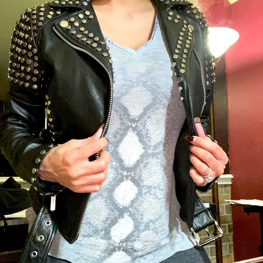 Michael Kors Leather jacket with studs .